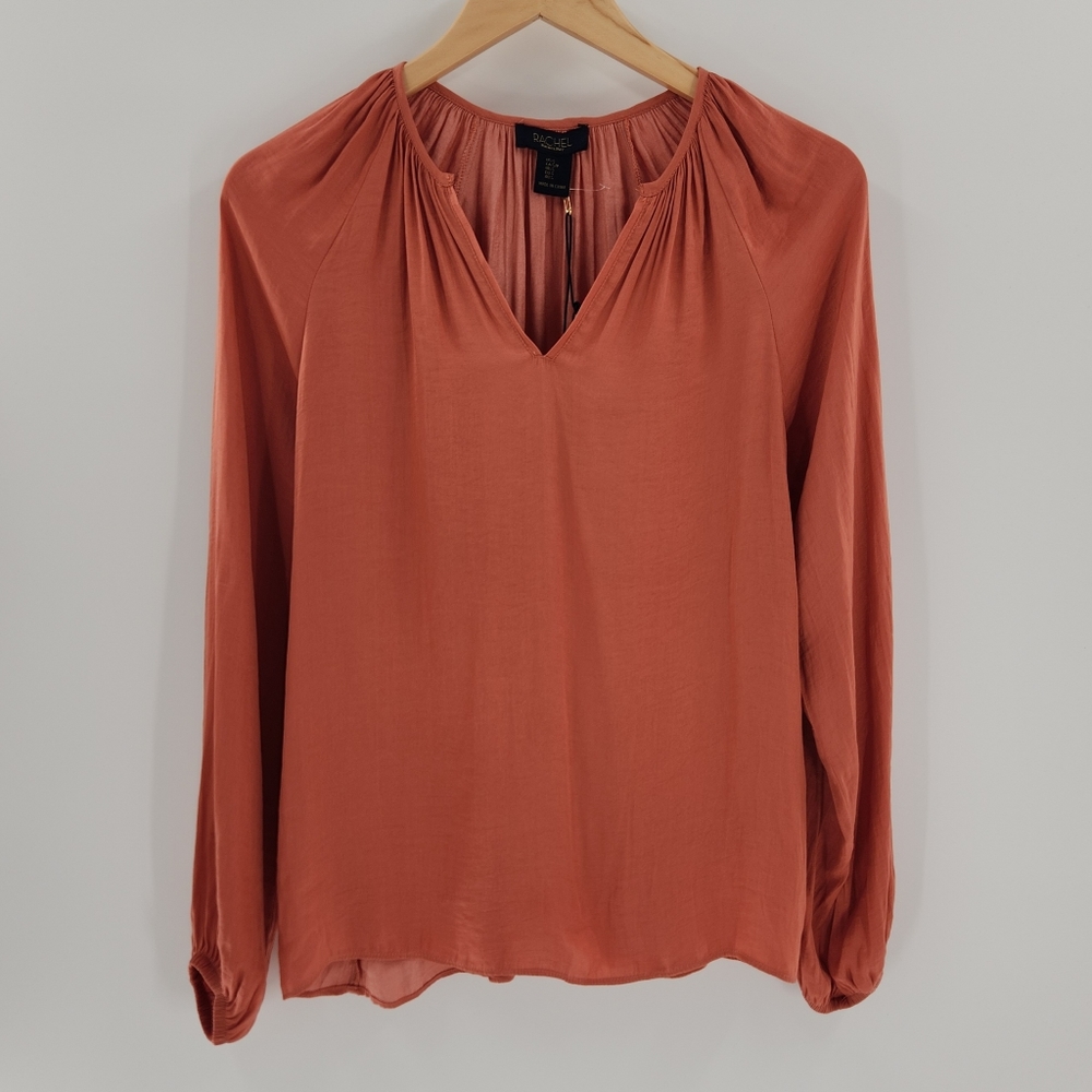 Rachel Rachel Roy Rust Long Sleeve V-neck Lightweight Womens Size Small